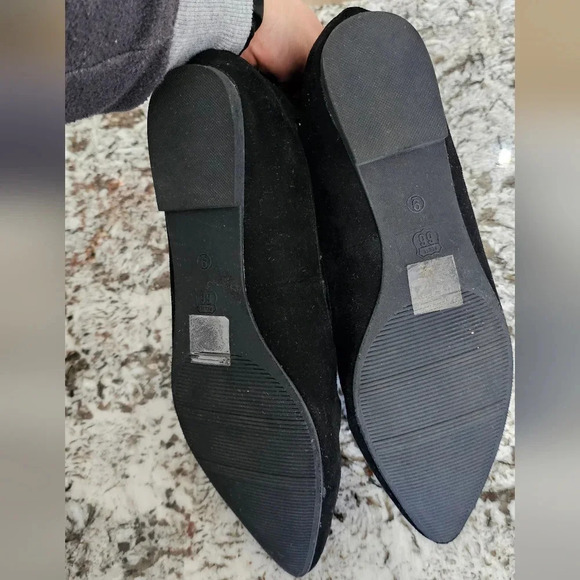 ROUTE 66 Black Pointed Toe Lace-up Flats Sz 9M - Picture 3 of 5